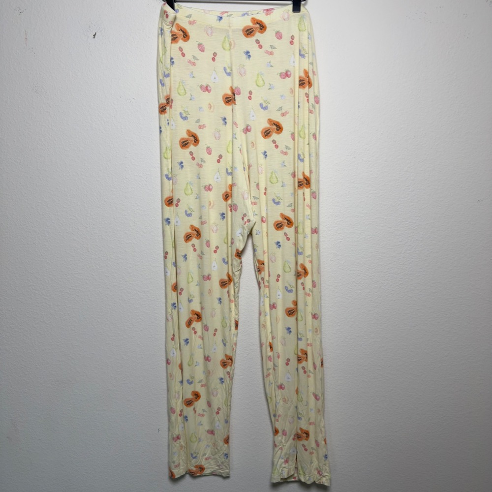 Djerf Avenue Women Go Slow Fruit Pajama Pants XXL YellowLoungewear Relaxed Fit